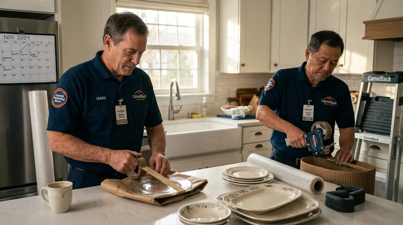 Professional crew packing kitchen dishware in Martin, TN